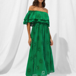 Watercult Riviera Notes Dress Green Flare strapless