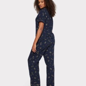 Chelsea Peers Cheesecloth Foil Star Long Pyjamas Navy back