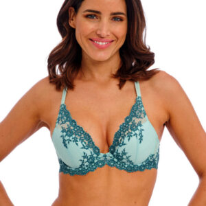 buy the Wacoal Embrace Lace Plunge Bra Eggshell Blue / Brittany Blue