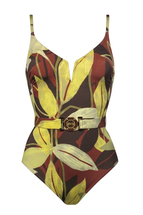 buy the Maryan Mehlhorn Folio Belted Swimsuit Botanic Copper