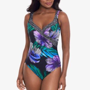 Miraclesuit Flora Aura It's A Wrap Swimsuit Black Multi