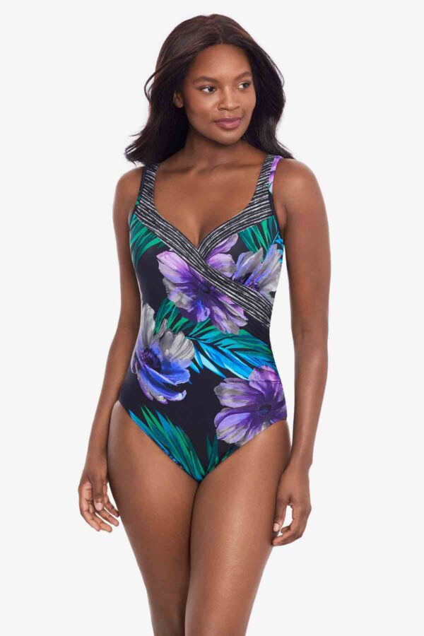 Miraclesuit Flora Aura It's A Wrap Swimsuit Black Multi