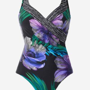 Miraclesuit Flora Aura It's A Wrap Swimsuit Black Multi cutout