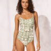 buy the Watercult Rustic Med Belted Swimsuit Sage Cream