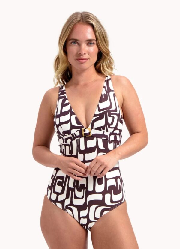 buy the Cyell Eternal V-Neck Swimsuit Brown/Cream