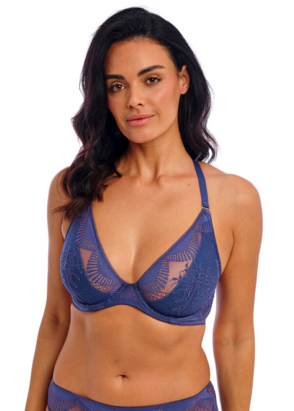 buy the Wacoal Sensu Lace Plunge Bra Dark Azure