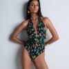 Aubade Feline Energy One-Piece Swimsuit in Green Panther – front view