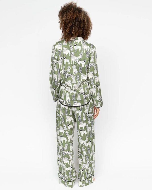 Back view of Cyberjammies Nancy Green Dog Pyjamas showing relaxed fit and playful design