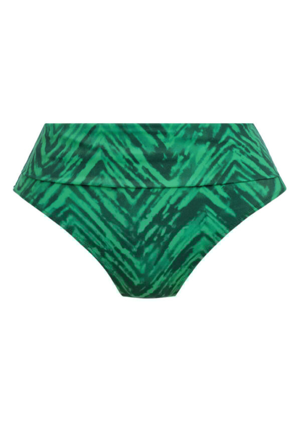 cutout of fold-down bikini brief in tropical emerald print