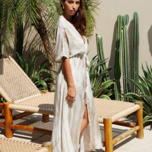 Side view of Guilty Beach Neutral Sands Dress